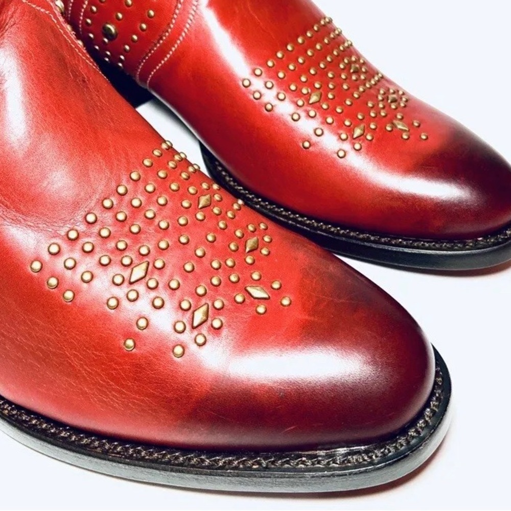 FRYE KELSEA STUD SHORT Bootie HOT WHISKY RED BOOT Wester Women’s Size 7 $598 - Picture 4 of 9